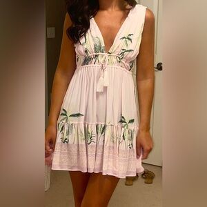 Ocean Drive Light Pink Palm Tree Print Mini Dress